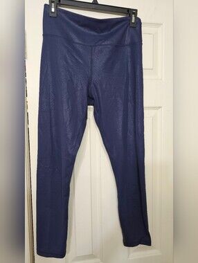 ZYIA Active Navy Shimmer Metallic High-Waist Leggings